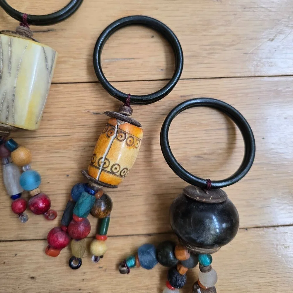 vintage Y2K | rustic boho multicolor chunky bead napkin holders